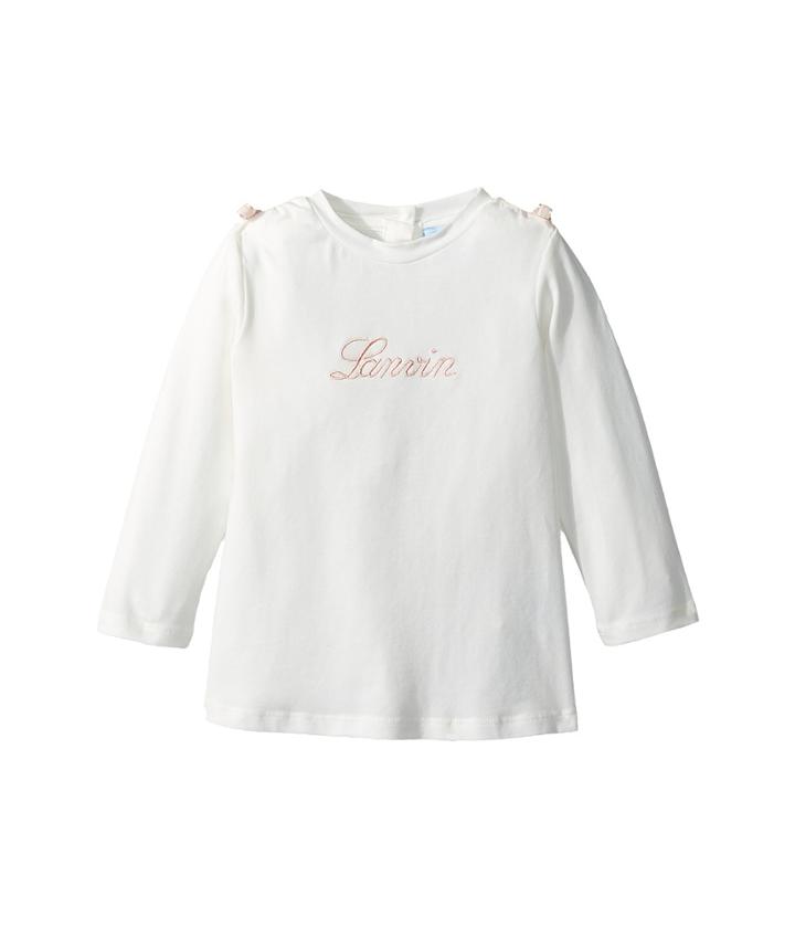 Lanvin Kids - Long Sleeve Logo T-shirt With Shoulder Bows