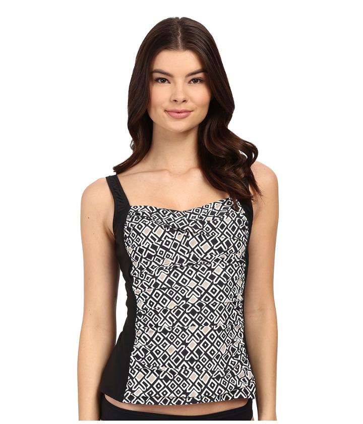 Athena - Gold Coast Geo Tankini Top W/ Shirring
