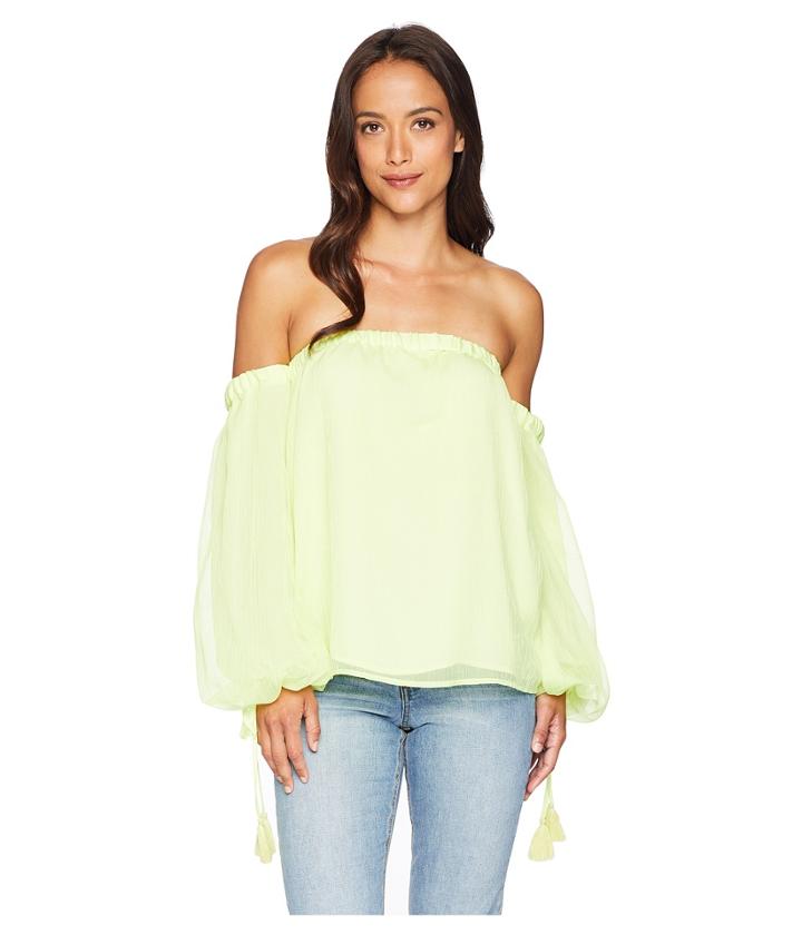 Vince Camuto - Off-shoulder Bubble Sleeve Sheer Stripe Blouse