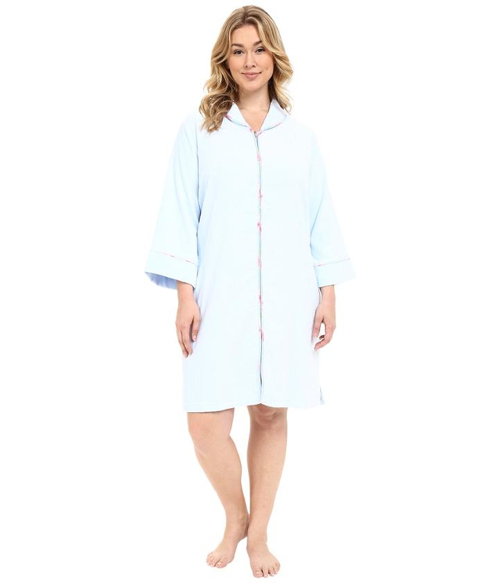 Carole Hochman - Plus Size Terry Velour Zip Robe