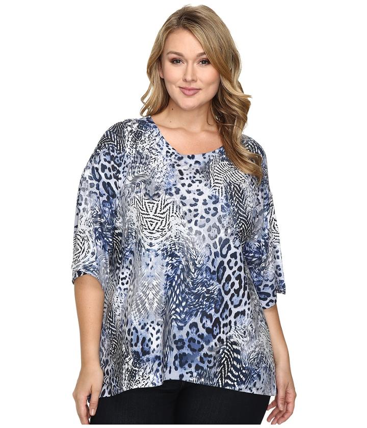Nally &amp; Millie - Plus Size Printed Animal Boxy Sweater Top