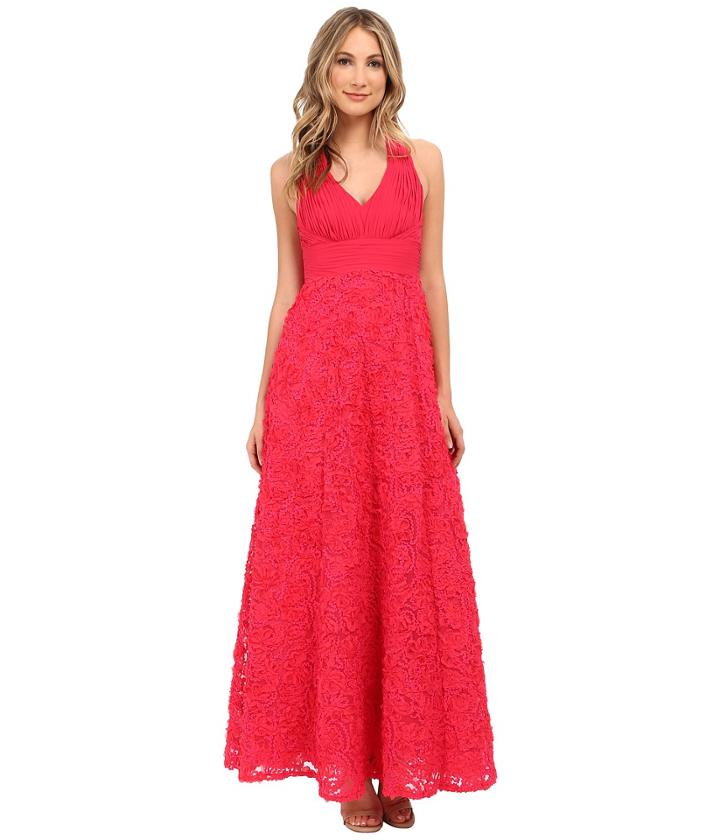 Aidan Mattox - Long Rosette Halter A-line Gown