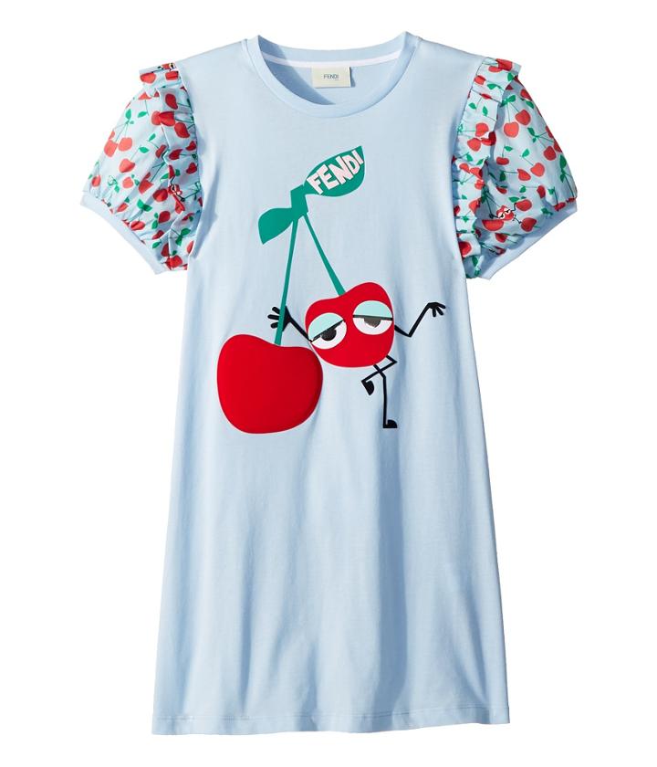 Fendi Kids - Cherry Graphic T-shirt W/ Cherry Sleeves