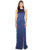 Halston Heritage - Sleeveless High Neck Satin Gown W/ Back Drape