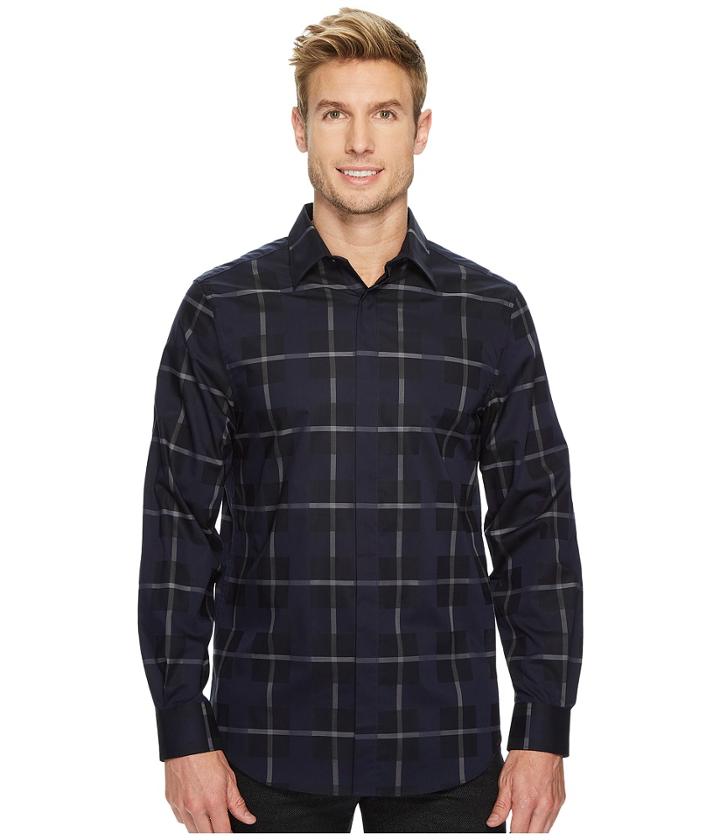 Perry Ellis - Long Sleeve Exploded Plaid Dobby Shirt