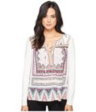 Hale Bob - Arts Crafts Mixed Media Silk Crepe De Chine Top