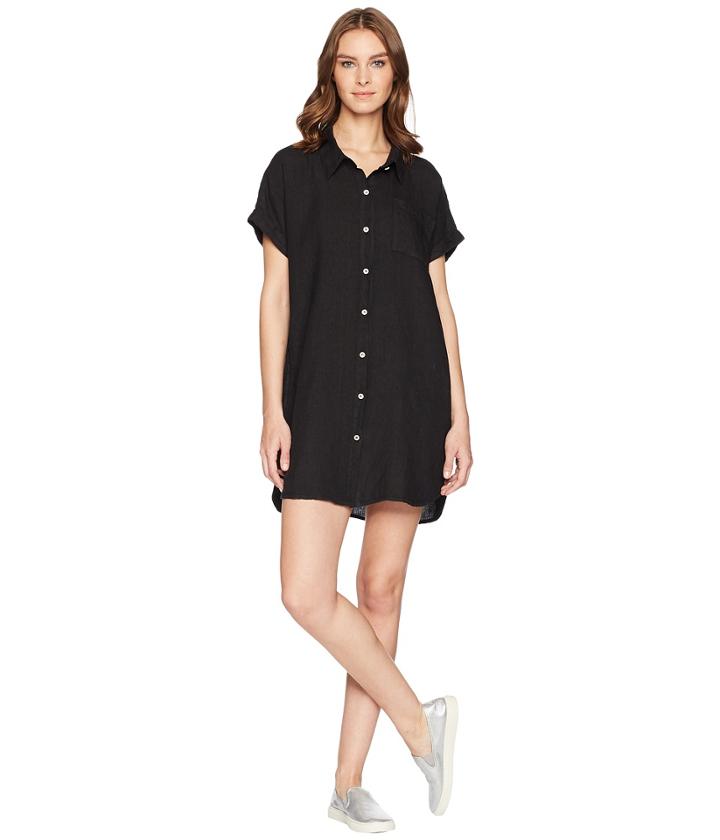 Allen Allen - Short Sleeve Button Front Dress