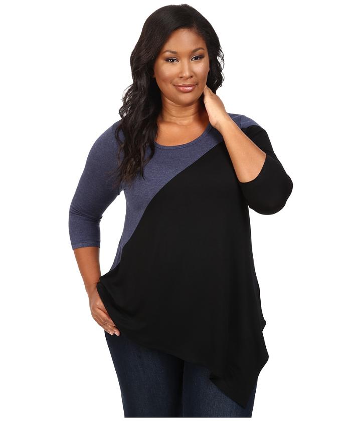 Karen Kane Plus - Plus Size Color Block Angle Top