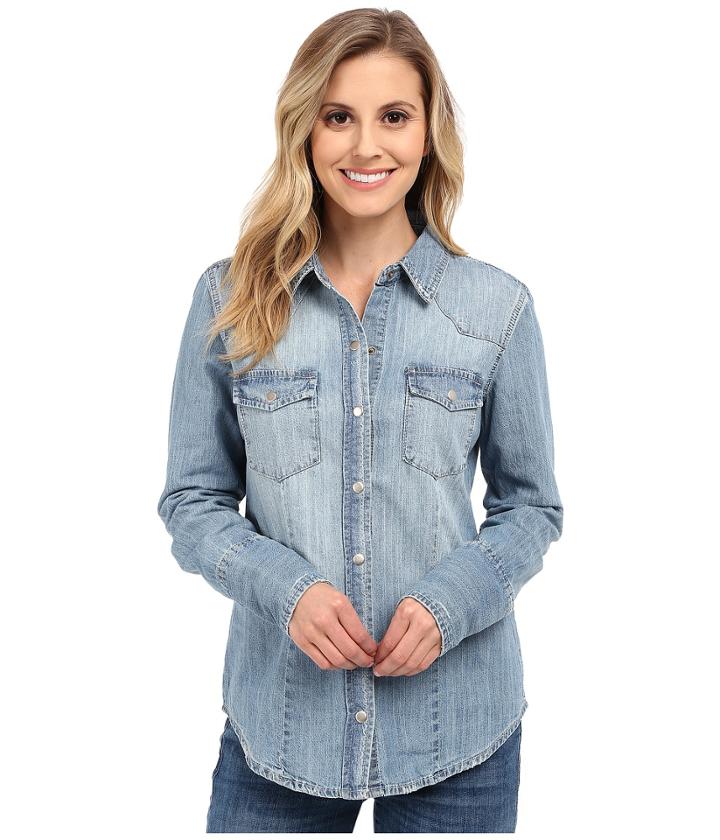 Stetson - Light Blue Denim Long Sleeve Western Shirt