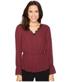 Ivanka Trump - Woven V-neck Lace Trim Open Back Blouse