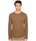 Vince - Raw Hem Long Sleeve Linen Blend Crew Neck T-shirt