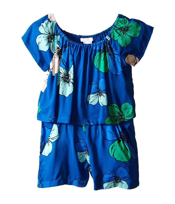 Chloe Kids - Viscose Short Overalls With Flowers Print