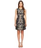 Ml Monique Lhuillier - Sleeveless Floral Jacquard Fit And Flare