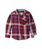 Lucky Brand Kids - Long Sleeve Plaid Shirt Chambray Elbow
