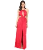 Aidan Mattox - Stretch Matte Jersey Long Gown With Cut Outs And Halter Neckline