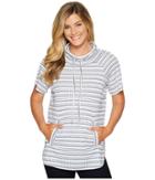 Two By Vince Camuto - Short Sleeve Variegated Stripe Rib Funnel Neck Pullover