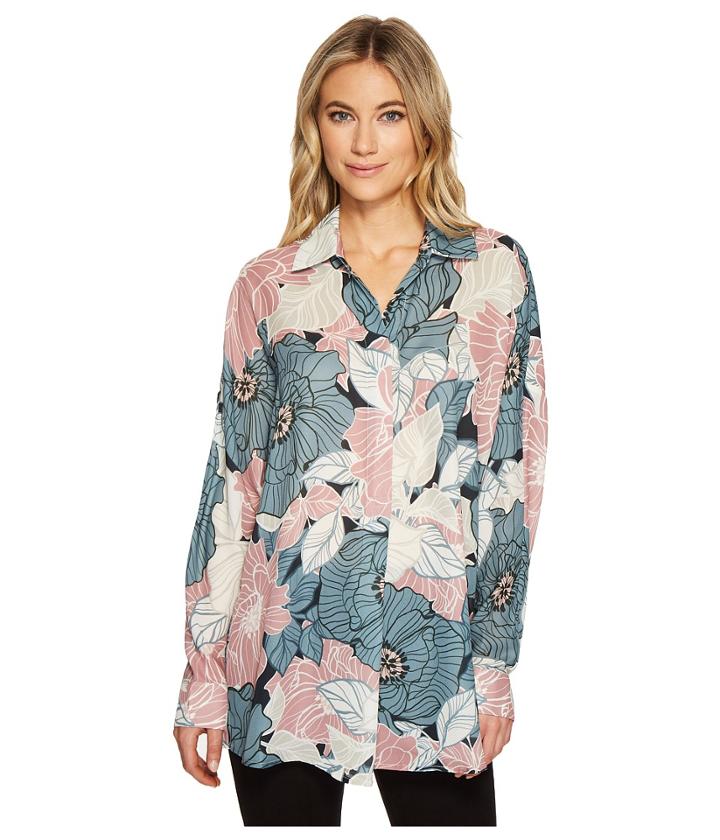 Catherine Catherine Malandrino - Long Sleeve Collared V-neck Shirt