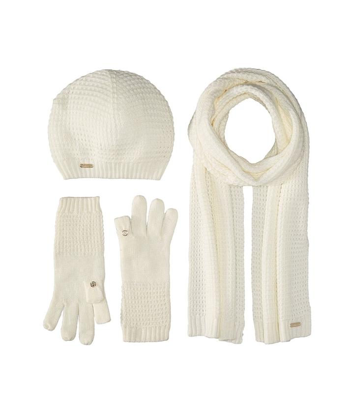 Calvin Klein - Three-piece Waffle Knit Hat/gloves/scarf Set