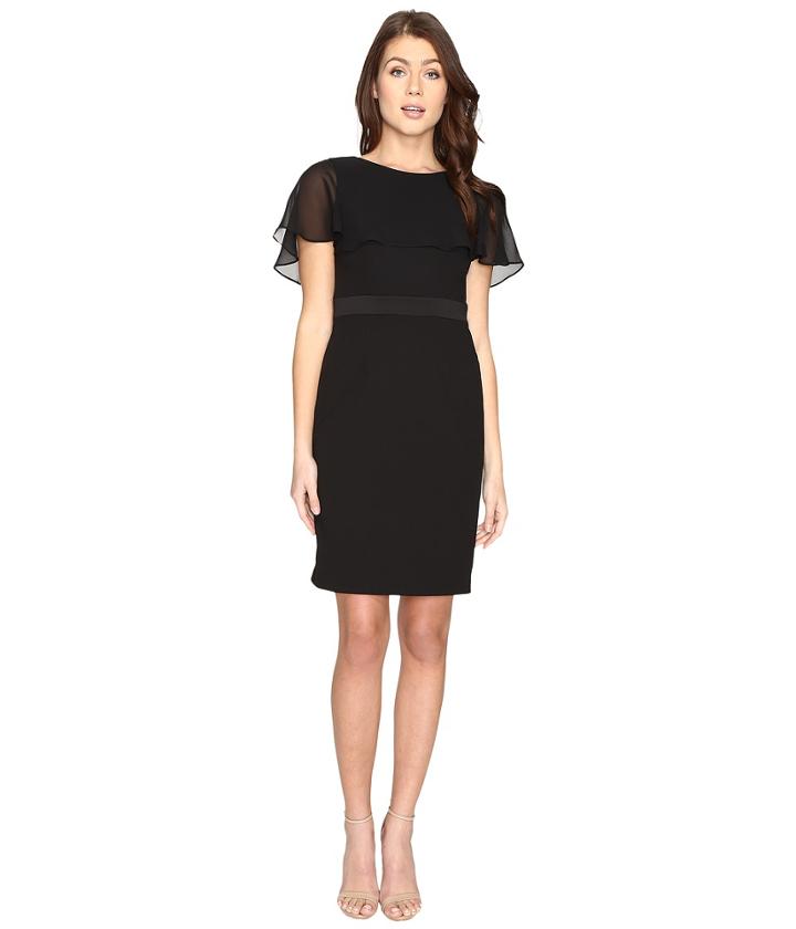 Adrianna Papell - Knit Crepe Capelet Sheath Dress