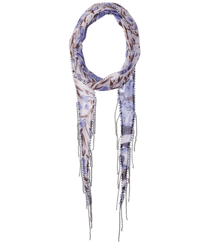 Chan Luu - Chiffon Floral Print Long Skinny Scarf
