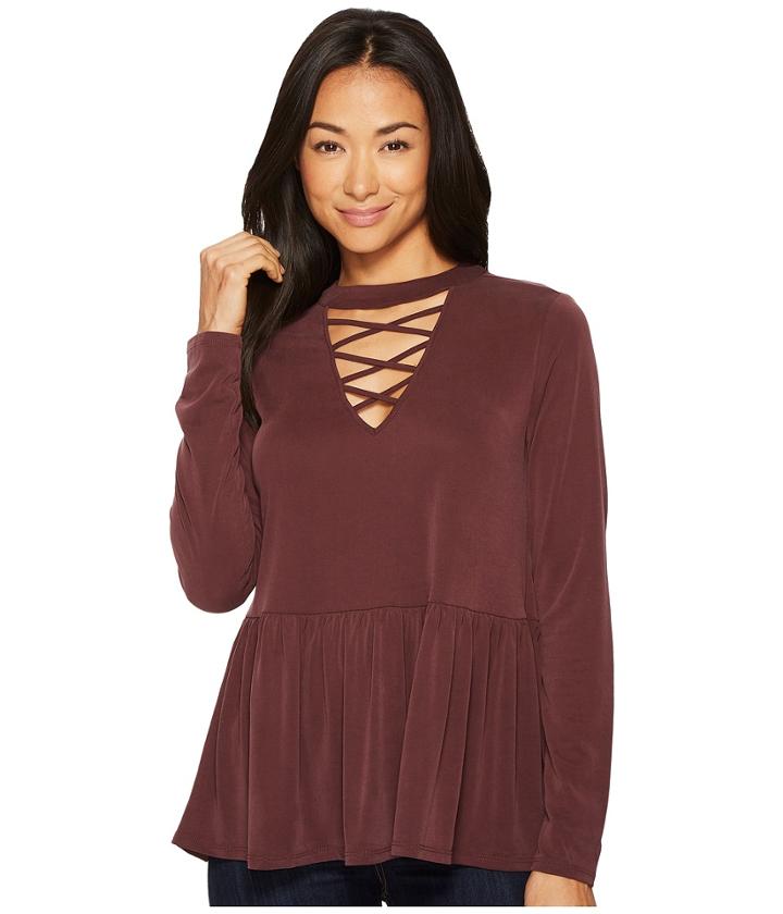 Culture Phit - Jasmyn Long Sleeve Lace-up Ruffle Top