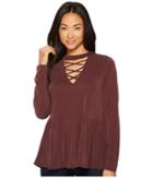 Culture Phit - Jasmyn Long Sleeve Lace-up Ruffle Top