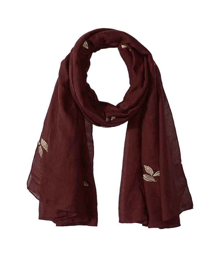 Bindya - Leaf Print Metallic Scarf