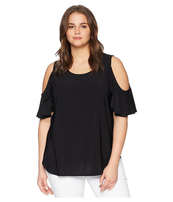 Karen Kane Plus - Plus Size Cold Shoulder Ruffle Top