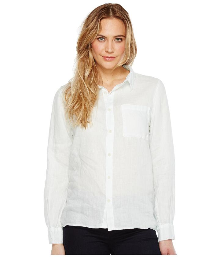 Dylan By True Grit - Luxe Linen Long Sleeve One-pocket Boyfriend Shirt