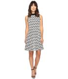 Vince Camuto - Sleeveless Herringbone Jacquard Mock Neck Dress