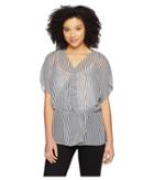 Vince Camuto - Drop Shoulder Island Pinstripe Cinch Waist Blouse