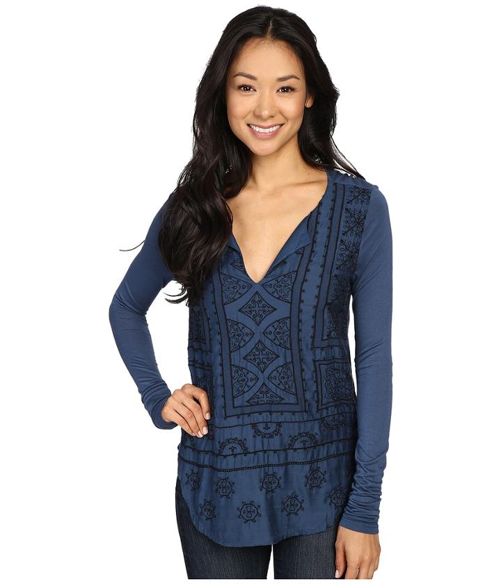 Lucky Brand - Long Sleeve Embroidered Top