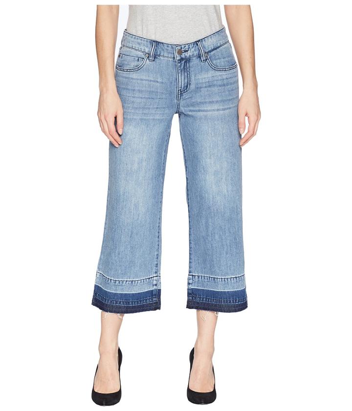 Liverpool - Callie Wide Crop In Classic Soft Rigid Denim In Denmark Grind