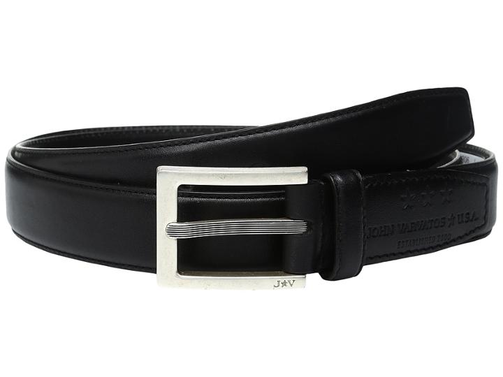John Varvatos - Leather Dress Belt With Rectangular Buckle