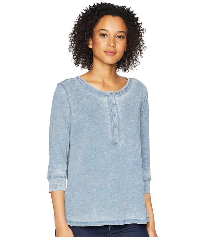 Dylan By True Grit - Bowery Burnouts 3/4 Sleeve Button Henley Tee