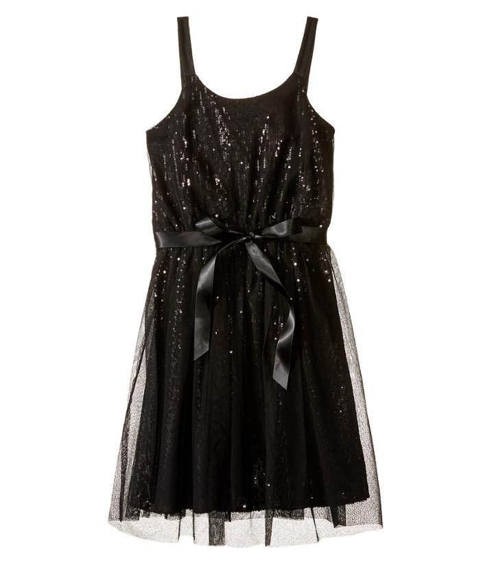 Us Angels - Sequin Tank Sheath Dress W/ Netting Overlay