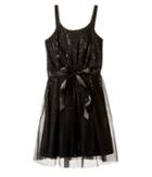 Us Angels - Sequin Tank Sheath Dress W/ Netting Overlay
