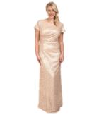 Adrianna Papell - Plus Size Short Sleeve Sequin Long Dress