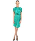 Versace Collection - Emerald Satin Halter Dress W/ Chain Detail
