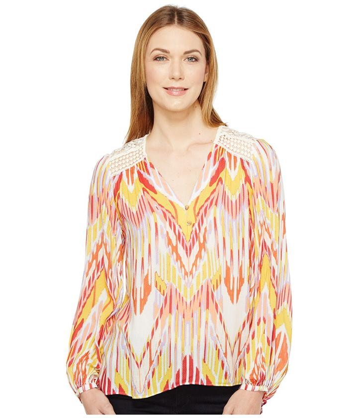 Hale Bob - Lens Flair Lightweight Rayon Dot Woven Long Sleeve Top