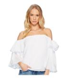 1.state - Off Shoulder Bell Sleeve Tipped Blouse