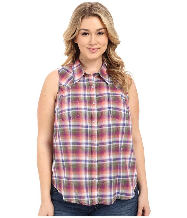 Stetson - Plus Size Orchid Plaid Sleeveless Western Shirt
