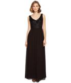 Adrianna Papell - Sleevless Beaded V-neck Long Gown