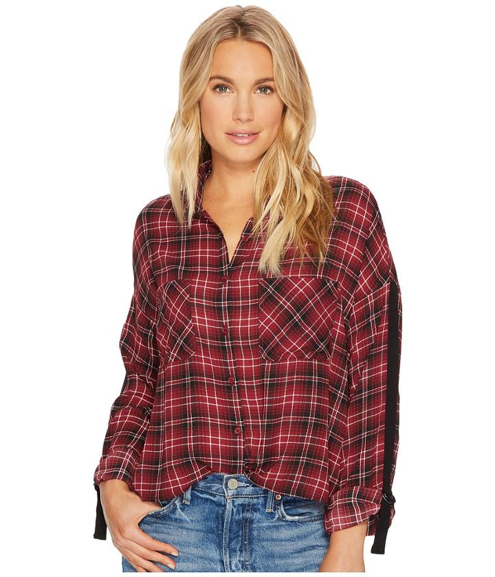 Jack By Bb Dakota - Emiley Plaid Printed Crepe De Chine Top