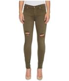 7 For All Mankind - The Ankle Skinny Jeans W/ Destroy In Olive