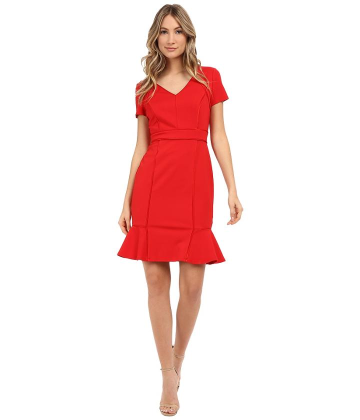 Nue By Shani - Ponte Knit Dress W/ Satin Piping Detail