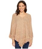 Collection Xiix - Lace-up Knit Fringe Poncho