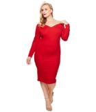 Unique Vintage - Plus Size Long Sleeved Cape Cod Wiggle Dress