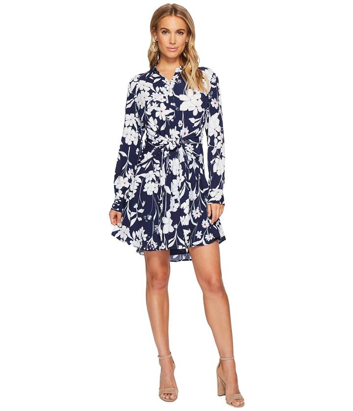 1.state - Long Sleeve Tie Front Button Down Shirtdress