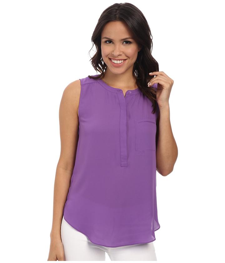 Nydj - Sleeveless Georgette Blouse W/ Pleated Back